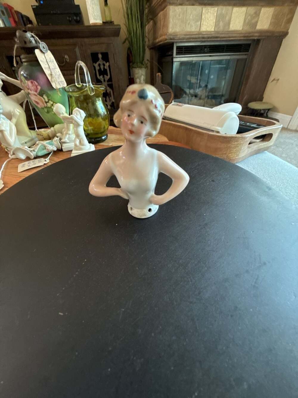 Antique German Porcelain Half Doll #6099 Flapper Pin Cushion